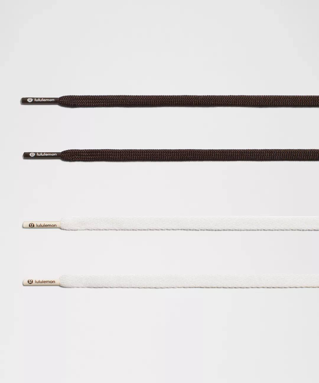 Three pairs of shoelaces on a white background