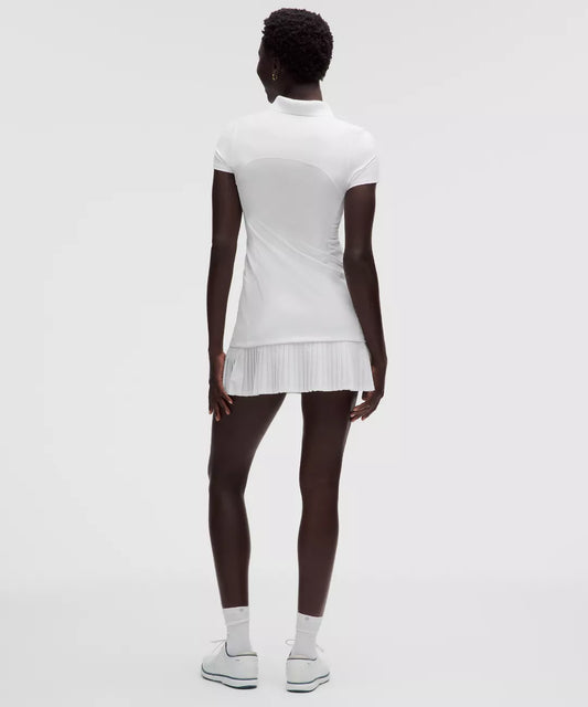 Pleated-Hem Polo Golf Dress